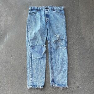 Levis 506 Straight Light Acid Wash Distressed Orange Tab Made In USA Men's 36x30
